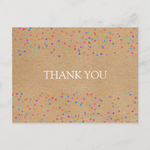Regenboog Confetti Rustieke Kraft Bedankt Briefkaart