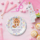 Regenboog Confetti Schattige Kat Puurfect Verjaard Papieren Bordje (Feest)