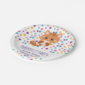 Regenboog Confetti Schattige Kat Puurfect Verjaard Papieren Bordje (Gekanteld)