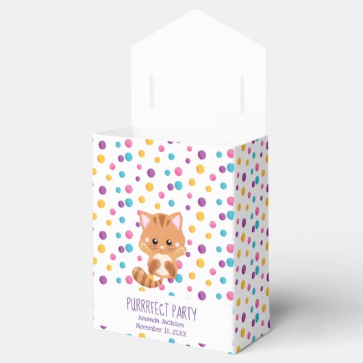 Regenboog Confetti Schattige Kitty Kat Verjaardags Bedankdoosjes (Geopend)