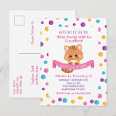 Regenboog Confetti Schattige Kitty Kat Verjaardags Uitnodiging Briefkaart (Voorkant / Achterkant)