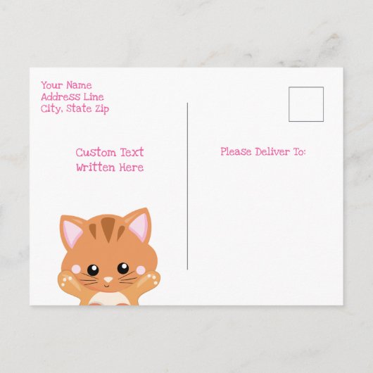 Regenboog Confetti Schattige Kitty Kat Verjaardags Uitnodiging Briefkaart (Achterkant)