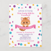 Regenboog Confetti Schattige Kitty Kat Verjaardags Uitnodiging Briefkaart (Voorkant)