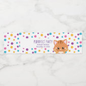 Regenboog Confetti Schattige Kitty Kat Verjaardags Waterfles Etiket (Enkel label)