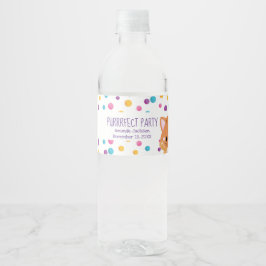 Regenboog Confetti Schattige Kitty Kat Verjaardags Waterfles Etiket