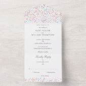 Regenboog Confetti Script Monogram Trouwkaart All In One Uitnodiging (Binnen)