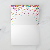 Regenboog confetti strooit verjaardagsfeestje bedankkaart (Binnen)