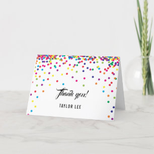 Regenboog confetti strooit verjaardagsfeestje bedankkaart