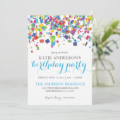 Regenboog Confetti | Uitnodiging voor verjaardagsf (Staand voorkant)