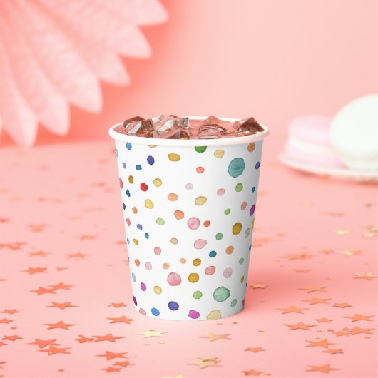 Regenboog Confetti Waterverf Stippen Papier Cup Papieren Bekers (Insitu)