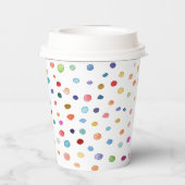 Regenboog Confetti Waterverf Stippen Papier Cup Papieren Bekers (Achterkant)