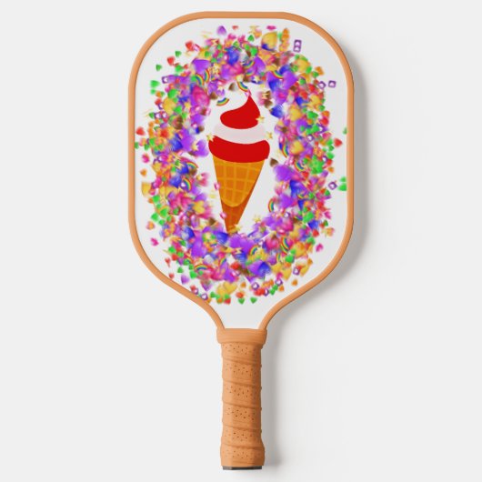 Regenboog Confetti Wervel Ijs Pickleball Paddle (Voorkant)