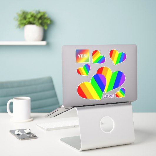 Regenboog Contour Sticker (Laptop op bureau)