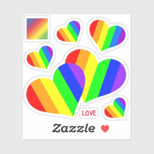 Regenboog Contour Sticker Hartjes (Vel)