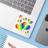 Regenboog Contour Sticker Hartjes (Laptop met iPhone)