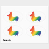 Regenboog corgi ovale sticker (Vel)