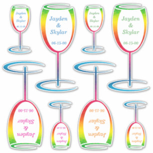 [Regenboog Crinkle Wedding] Champagne glas Vinyl Sticker