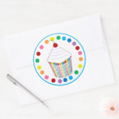 Regenboog Cupcake en Cherry Ronde Sticker (Envelop)