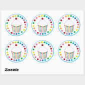 Regenboog Cupcake en Cherry Ronde Sticker (Vel)