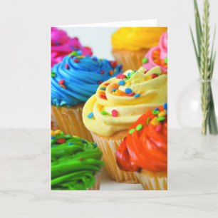 Regenboog cupcake kaart