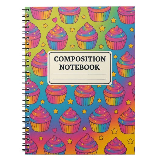 Regenboog Cupcake Notitieboek (Voorkant)