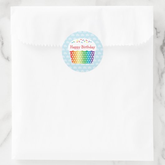 Regenboog Cupcake Verjaardag Sticker (Tas)