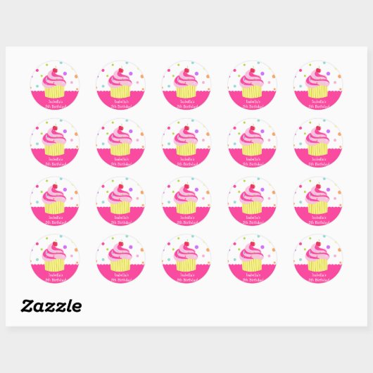 Regenboog Cupcake Verjaardagsgunst Stickers Labels (Vel)