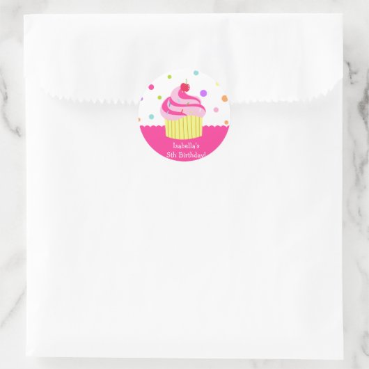 Regenboog Cupcake Verjaardagsgunst Stickers Labels (Tas)