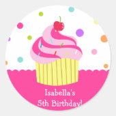 Regenboog Cupcake Verjaardagsgunst Stickers Labels (Voorkant)