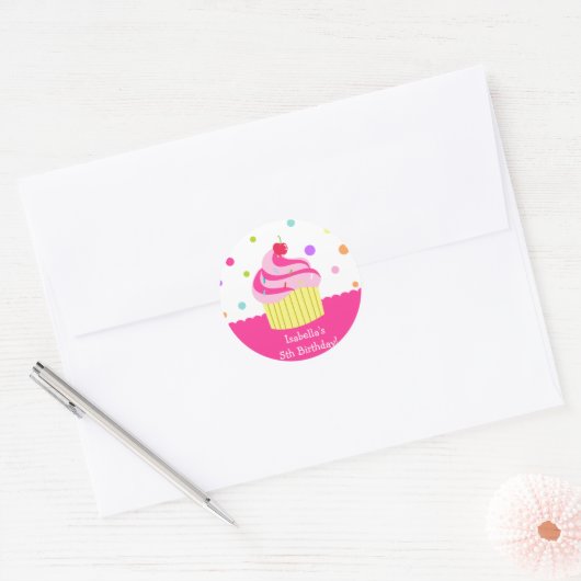 Regenboog Cupcake Verjaardagsgunst Stickers Labels (Envelop)