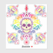 Regenboog  Dag van de Dode Suikerschedels Sticker (Vel)