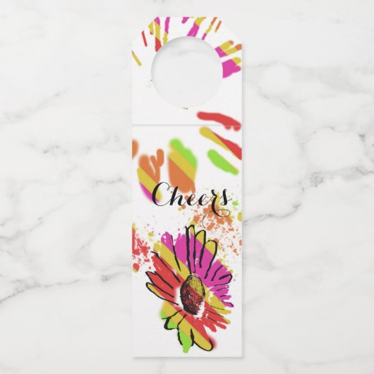 Regenboog Daisy Streep Design Flessenhanger (Voorkant)