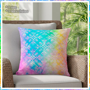 [Regenboog Damast] Elegante Kleurrijke Pastels Kussen