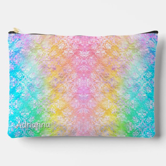 [Regenboog Damast] Elegante Kleurrijke Zachte Past Etui (Voorkant)