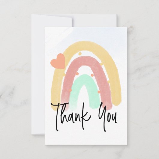 Regenboog Dank U Script Kleurrijk Hart en Stippen Kaart (Voorkant)
