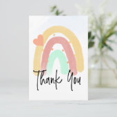 Regenboog Dank U Script Kleurrijk Hart en Stippen Kaart (Staand voorkant)