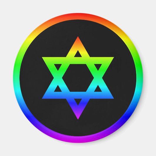 Regenboog davidster magneet (Voorkant)