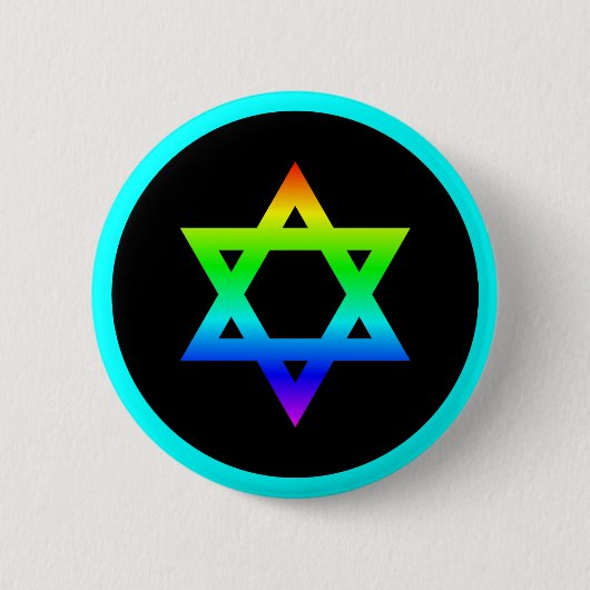 Regenboog davidster ronde button 5,7 cm (Voorkant)