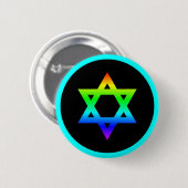Regenboog davidster ronde button 5,7 cm (Voorkant /achterkant)