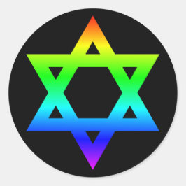 Regenboog davidster ronde sticker