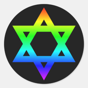 Regenboog davidster ronde sticker
