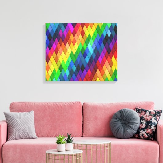 Regenboog Diamant Geometrisch Patroon Canvas Afdruk (Insitu (Woonkamer))