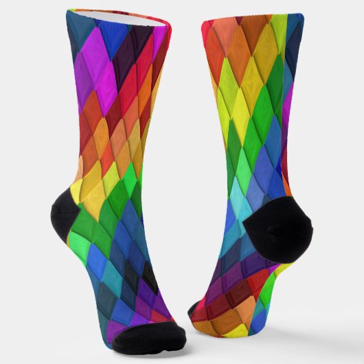 Regenboog Diamant Geometrisch Patroon Sokken (Gebogen)