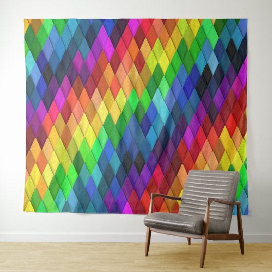 Regenboog Diamant Geometrisch Patroon Wandkleed (In Situ (horizontaal))