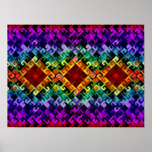 Regenboog Diamanten Spiraal Abstract Geometrische Poster