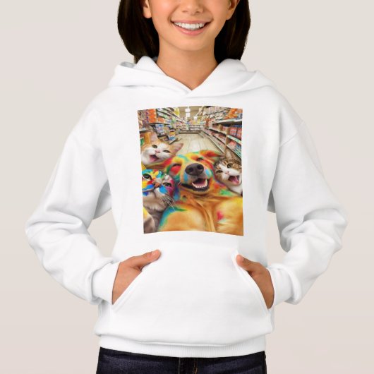 Regenboog Dier Selfie in Winkel – Kleurrijk (Voorkant)