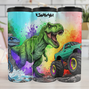 Regenboog Dinosauriërs Monstertruck Actie Thermosbeker