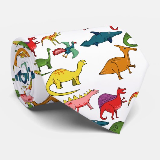 Regenboog Dinosauriërs Stropdas (Opgerold)