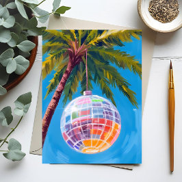 Regenboog Disco Bal | Pastel Watercolor Schilderij Briefkaart
