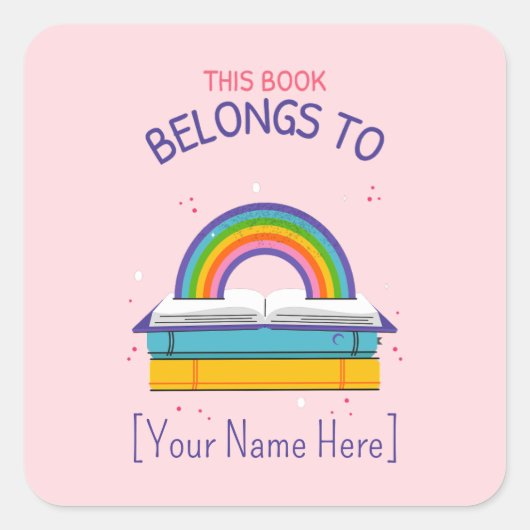 Regenboog Dit behoort tot de boekborden Vierkante Sticker (Voorkant)